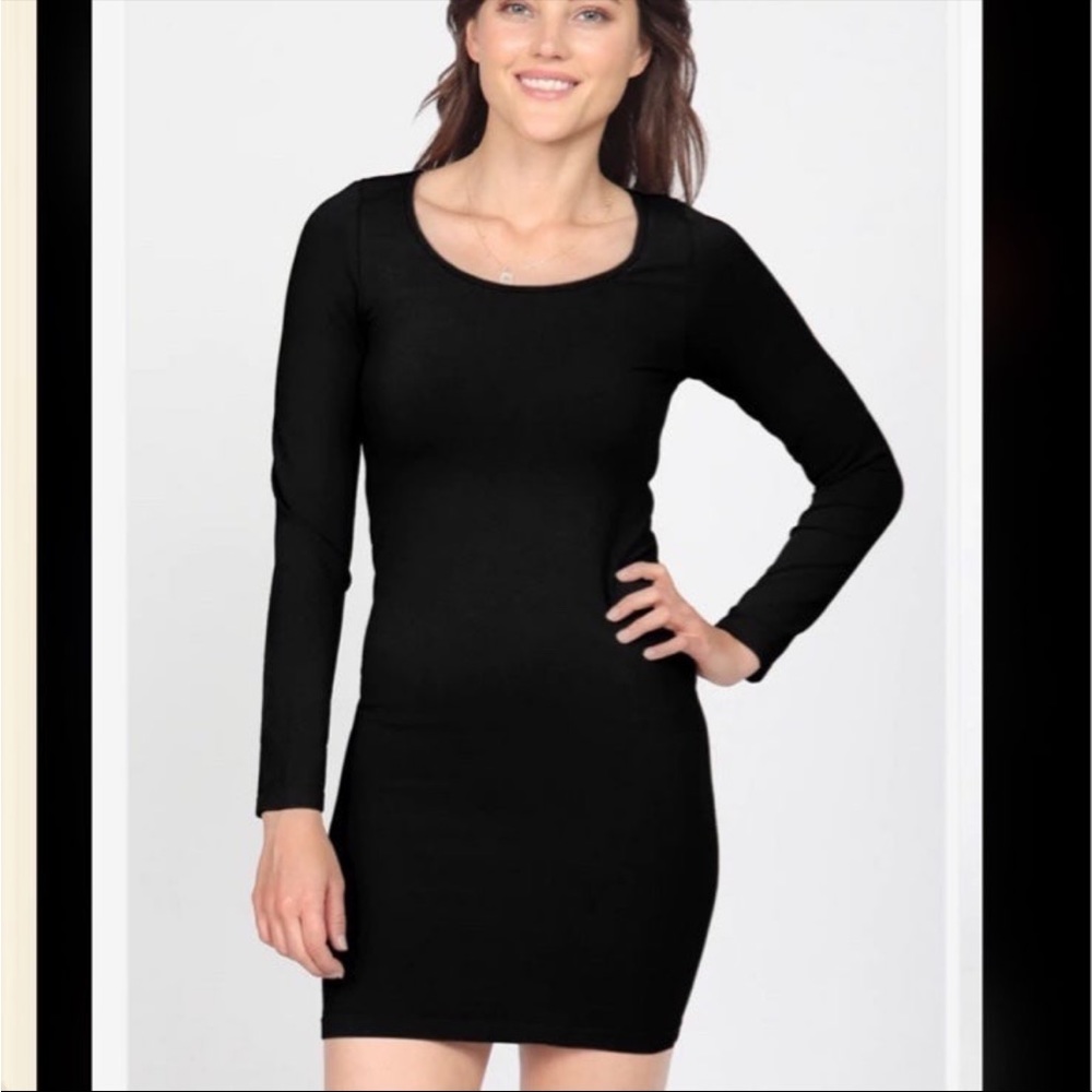 H&M Black Long Sleeve Bodycon Dress Size M short